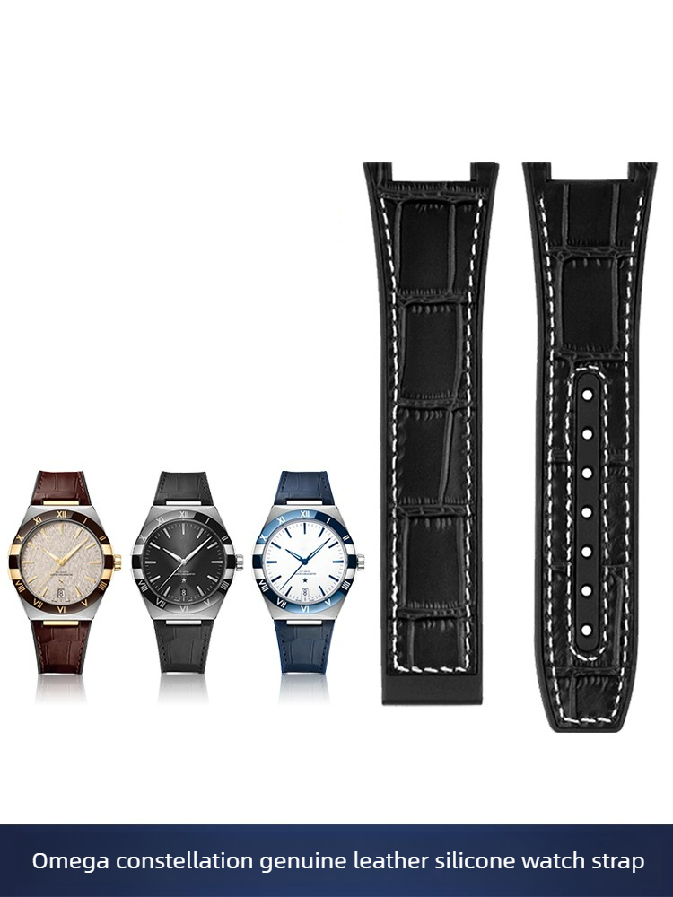 Leather Silicone Watch Strap f - Omega Watch Constellation ulasan dan harga